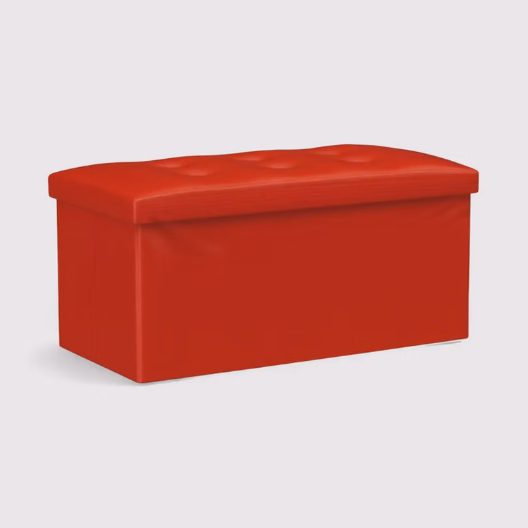 Calicanto - Pouf portaoggetti rosso imbottito con coperchio