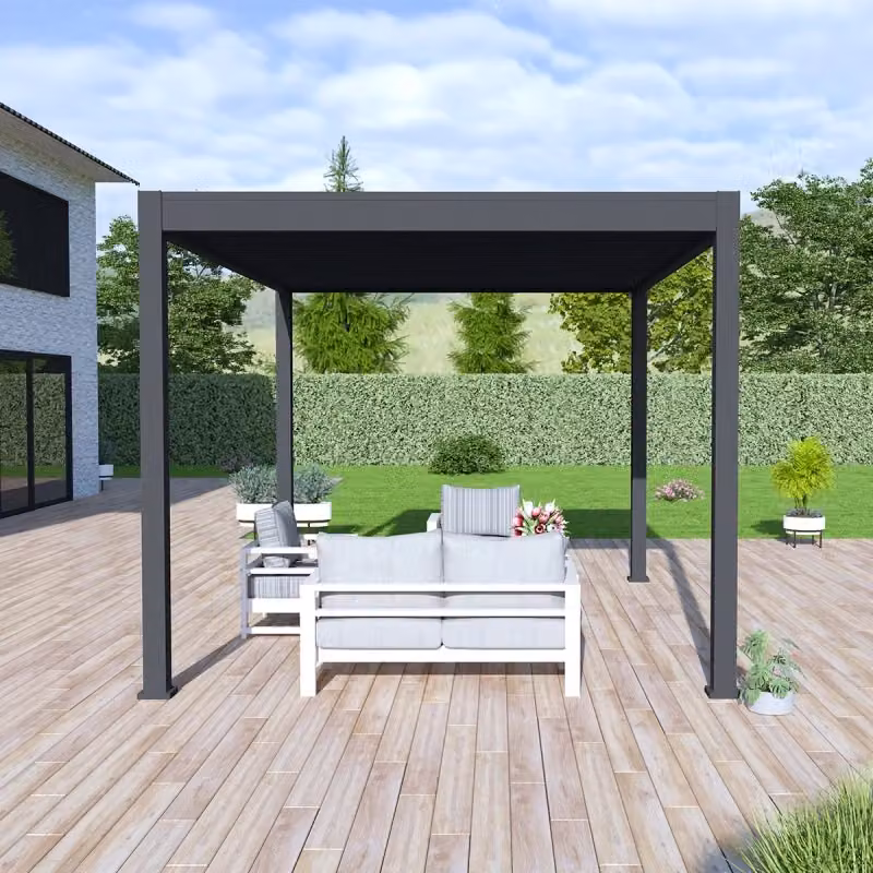 Pergola bioclimatica autoportante Ombréa VS con tenda, colore Antracite, L: 300 cm, P: 400 cm, H: 257 cm – 2