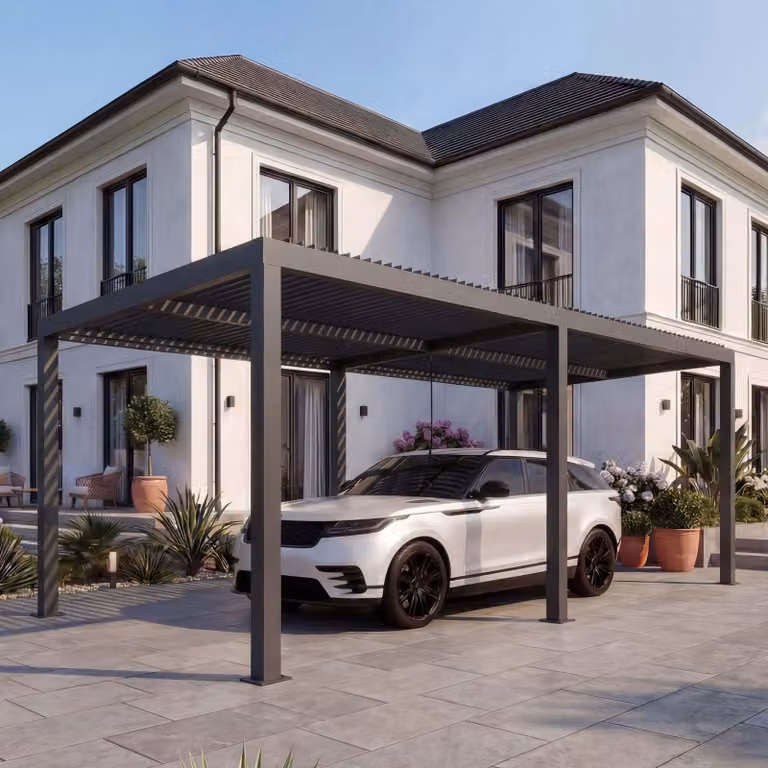 Carport MCW-L46, tettoia per auto, garage, telaio in alluminio da 11 cm, grondaia resistente alle intemperie, 3x6 m ~ antracite
