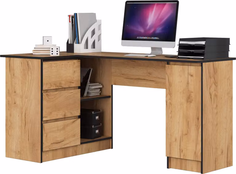 Scrivania Angolare B20 CLP 155 cm Porta Sinistra Dąb Craft