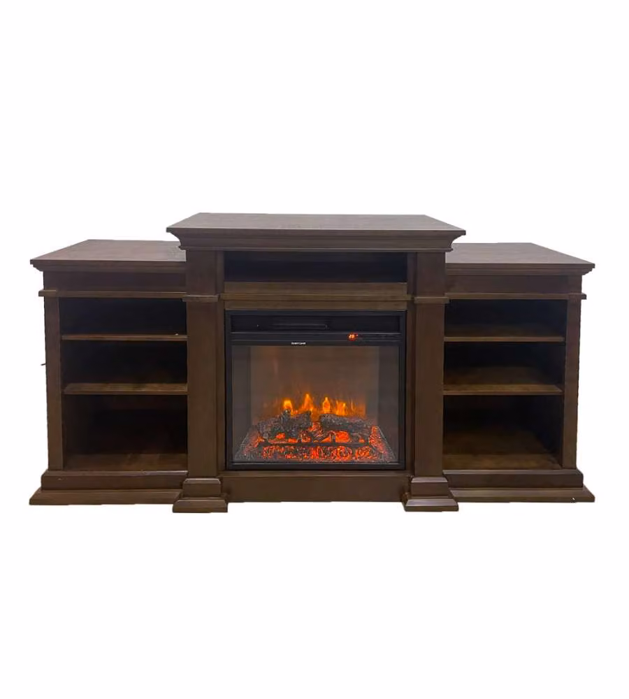 Camino elettrico da terra DIVINA FIRE BIDEN in legno color noce