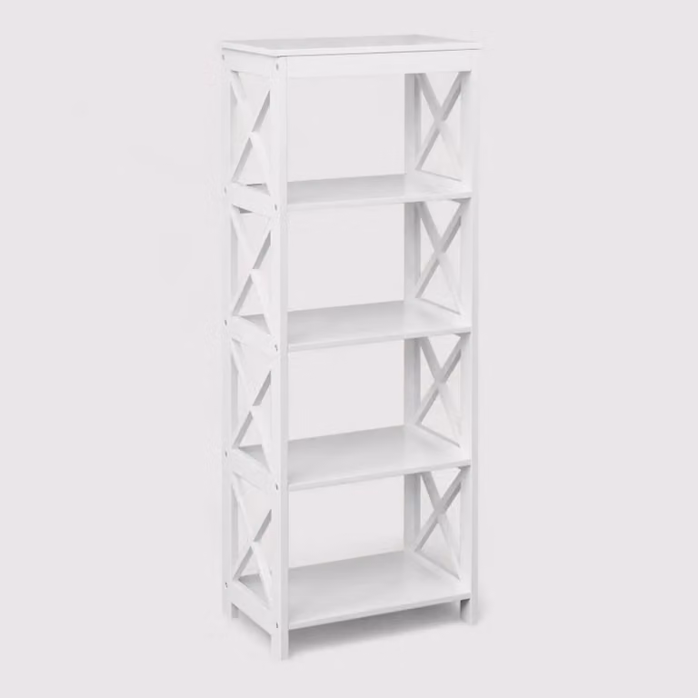 Grevillea - Scaffale bianco con 5 ripiani per bagno o lavanderia