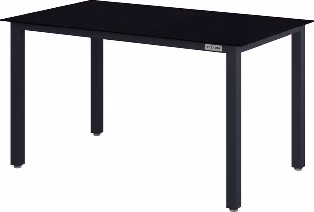 Tavolo da giardino rettangolare Casaria in alluminio verniciato antracite con piano in vetro L: 150 cm, P: 90 cm, H: 75 cm