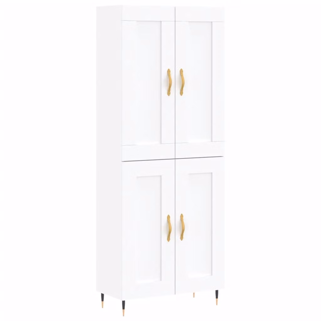 Credenza Bianca 69,5x34x180 cm in Legno Multistrato