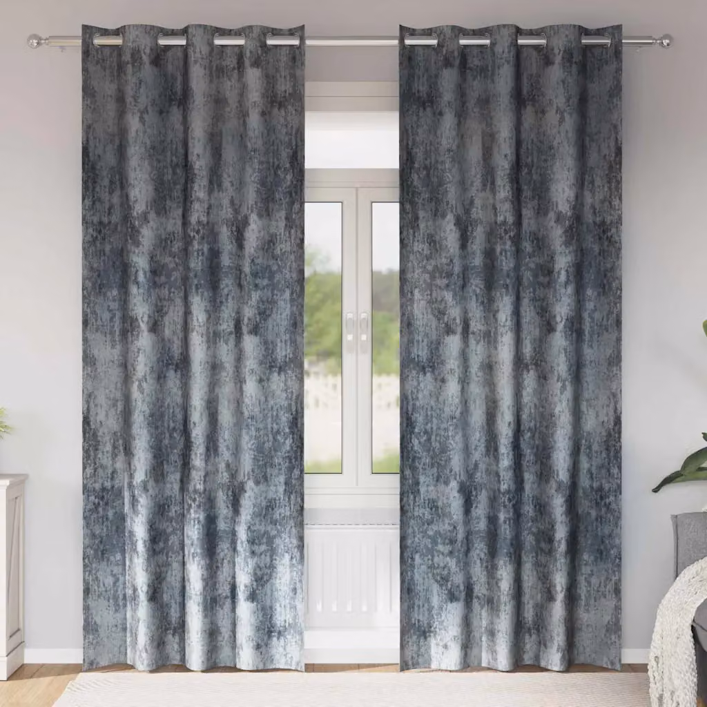 Set di 2 tende in velluto vidaXL con occhielli, oscuranti e termoisolanti, colore grigio argento, H: 225 cm x L: 140 cm