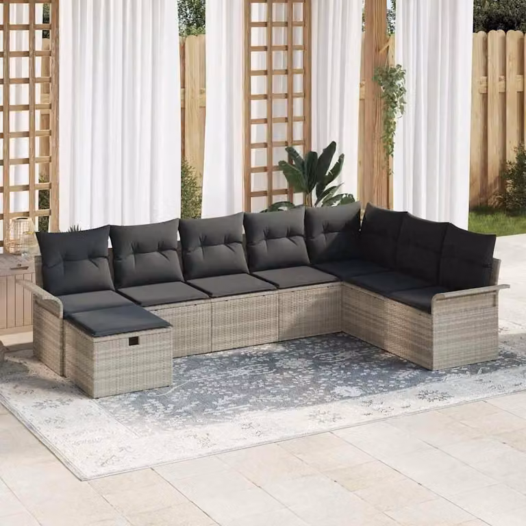 Maison Exclusive - Set da giardino composto da 8 pezzi, divano in rattan sintetico