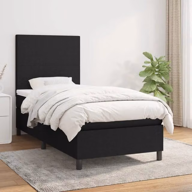 Letto Ibrido con Giroletto a Molle e Materasso vidaXL, Colore Nero e Bianco, L/P: 100 x 200 cm – 1