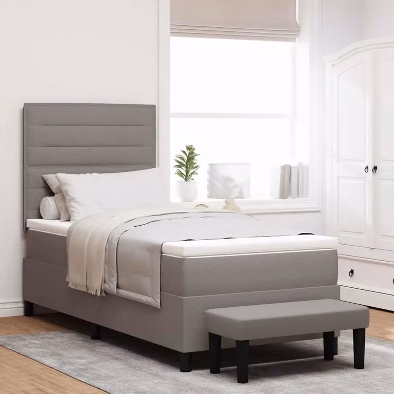 Letto ibrido con molle a tasche e testiera Talpa vidaXL in tessuto beige o grigio L 100 x P 200 cm