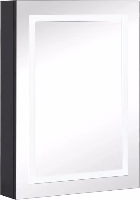 Armadietto da bagno moderno con specchio e illuminazione LED, con ante a battente soft-close e ripiani interni, L: 50 cm, P: 13 cm, H: 70 cm