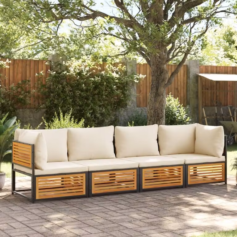 Maison Exclusive - Set di 4 divani da giardino con cuscini in legno massello di acacia