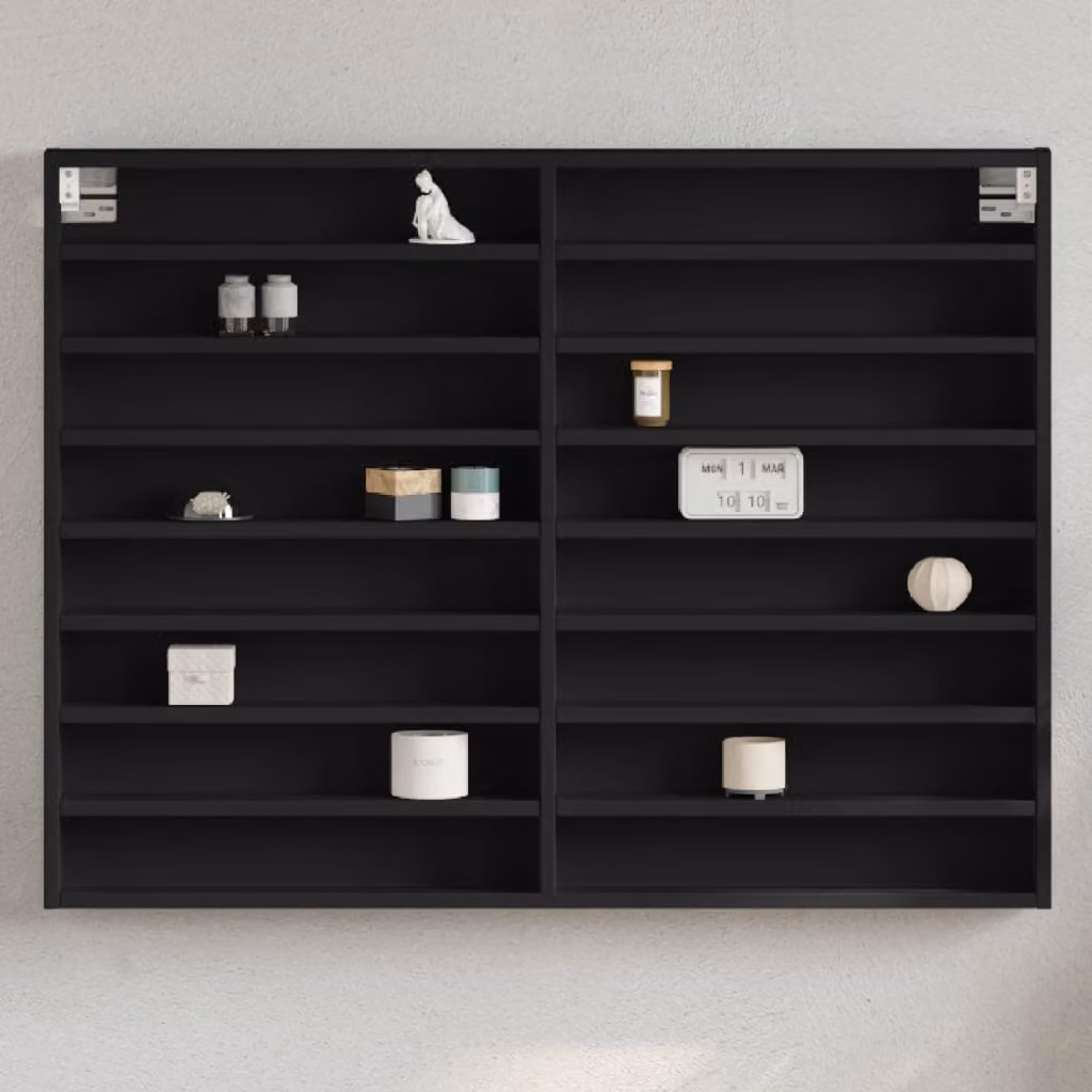 Armadietto con vetrina vidaXL nero in legno e MDF con ripiani interni, L 100 cm x P 8,5 cm x H 75 cm