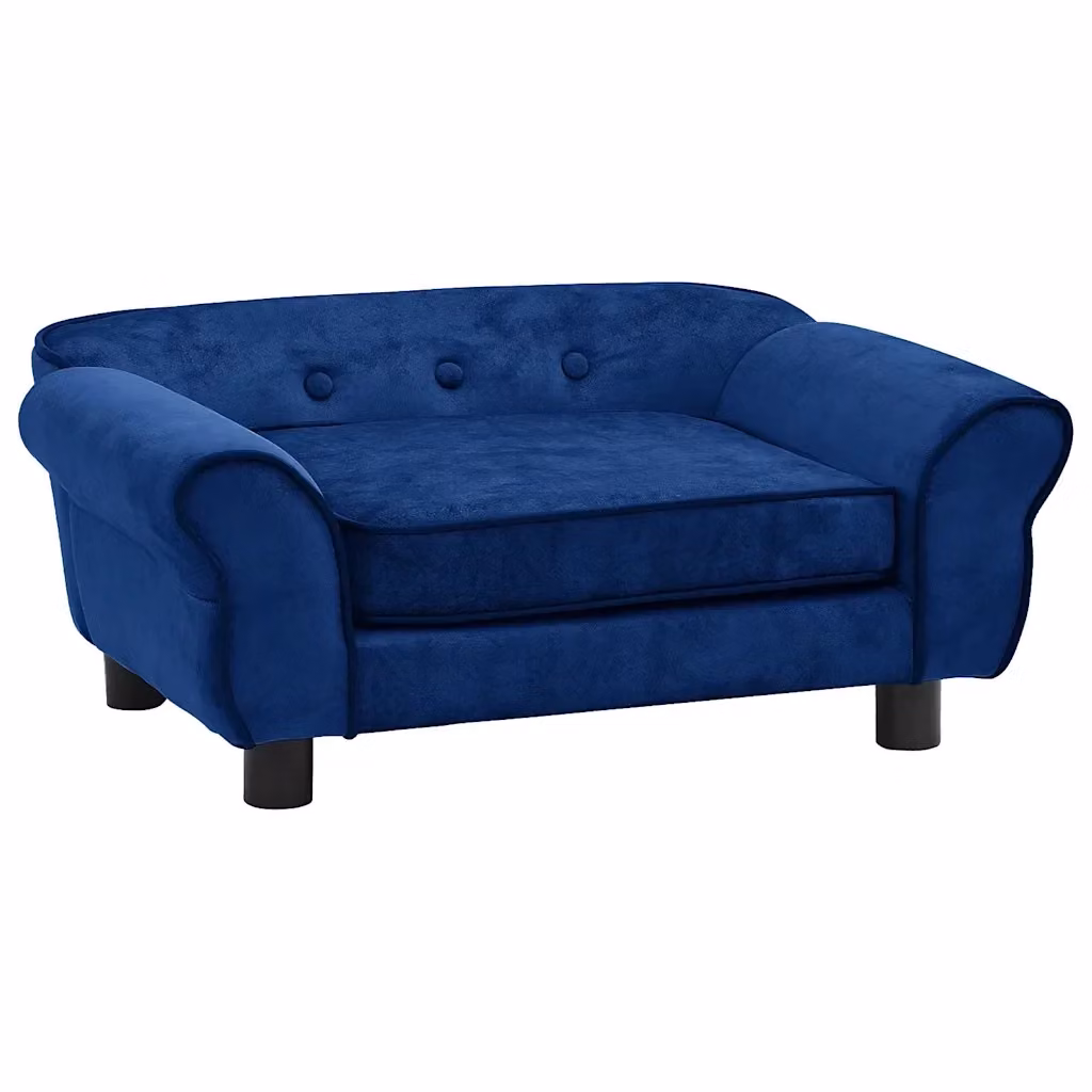 Divano per cani Design Mania in velluto blu con struttura in legno di abete, L: 72 cm, P: 45 cm, H: 30 cm – 2