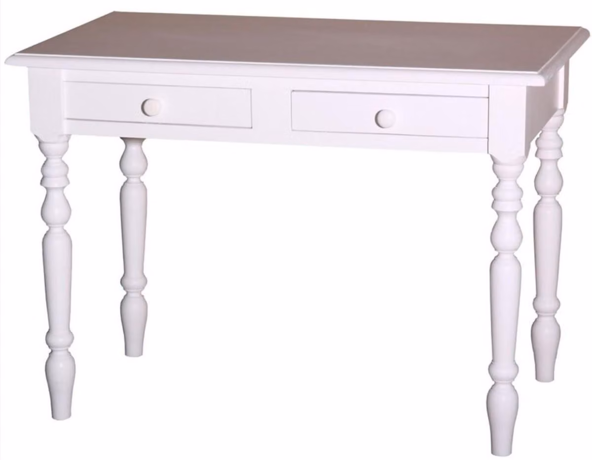 Scrivania Casa Padrino con 2 cassetti in bianco 109 x 60 x H. 79 cm - Mobili in stile country