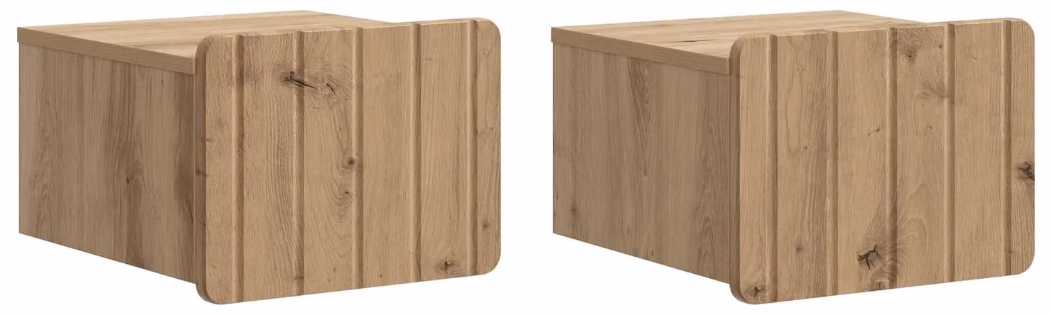 Mobiletto da notte a muro con cassetto 2 pcs Rovere Artigianale