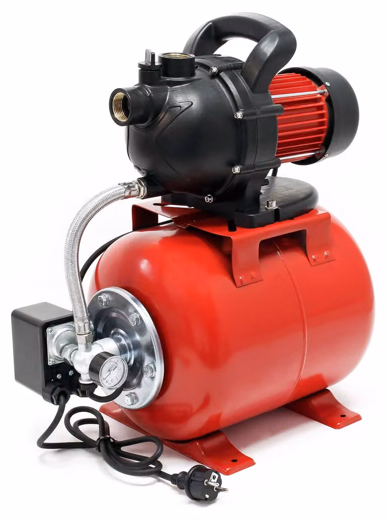 Pompa per giardino da 1000W, con una portata di 3500 litri/ora, dotata di interruttore di pressione e manometro