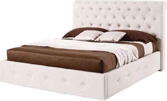 Letto matrimoniale con contenitore EFFEZ in ecopelle bianco L: 180 cm, P: 223 cm, H: 120 cm