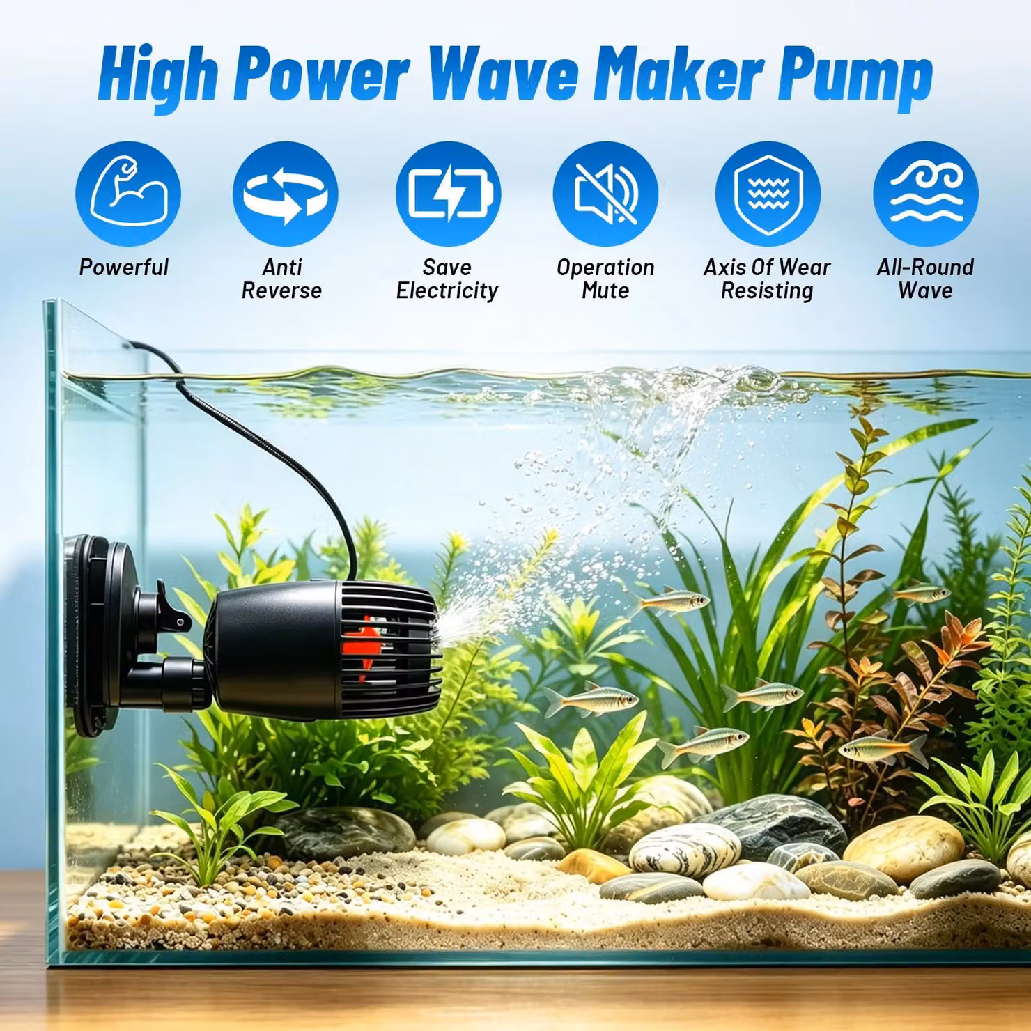 Pompe per acquari - Pompe per creare flusso e onde - 220 V - 25 W - Pompe sommergibili - Adatte per acquari da 75–350 l - Colore nero