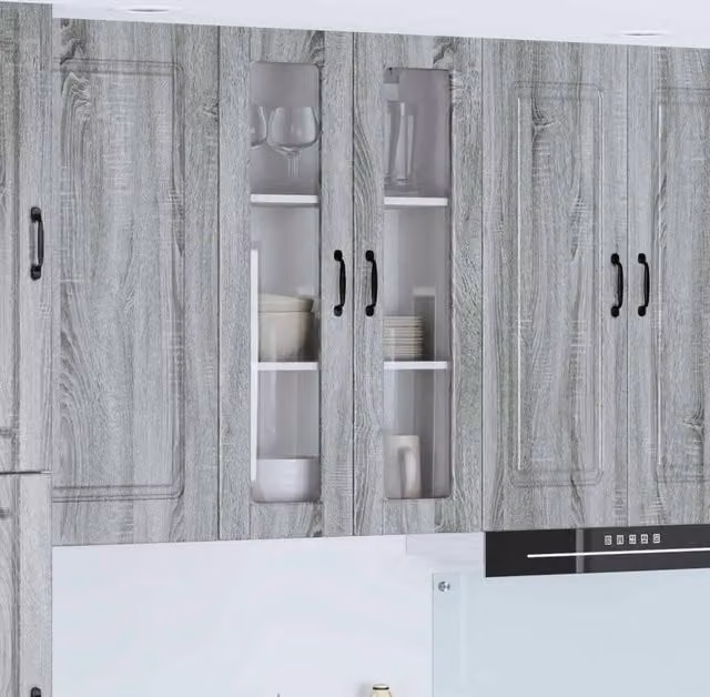 Armadio da cucina a parete vidaXL Grigio con ripiani interni L: 60 cm, P: 31 cm, H: 100 cm – 1