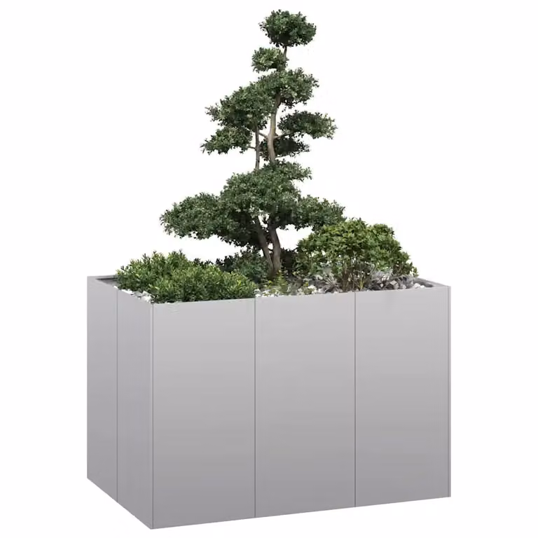 Fioriera a vasca rialzata vidaXL in acciaio zincato grigio L: 120 cm, P: 80 cm, H: 80 cm