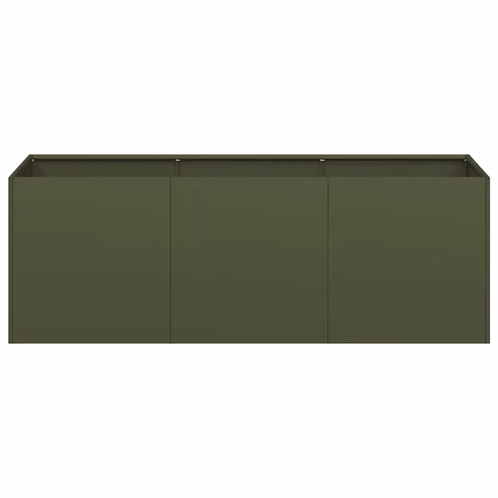 Fioriera da esterno moderna HELLOSHOP26 in acciaio verde, L 120 x P 40 x H 40 cm – 2