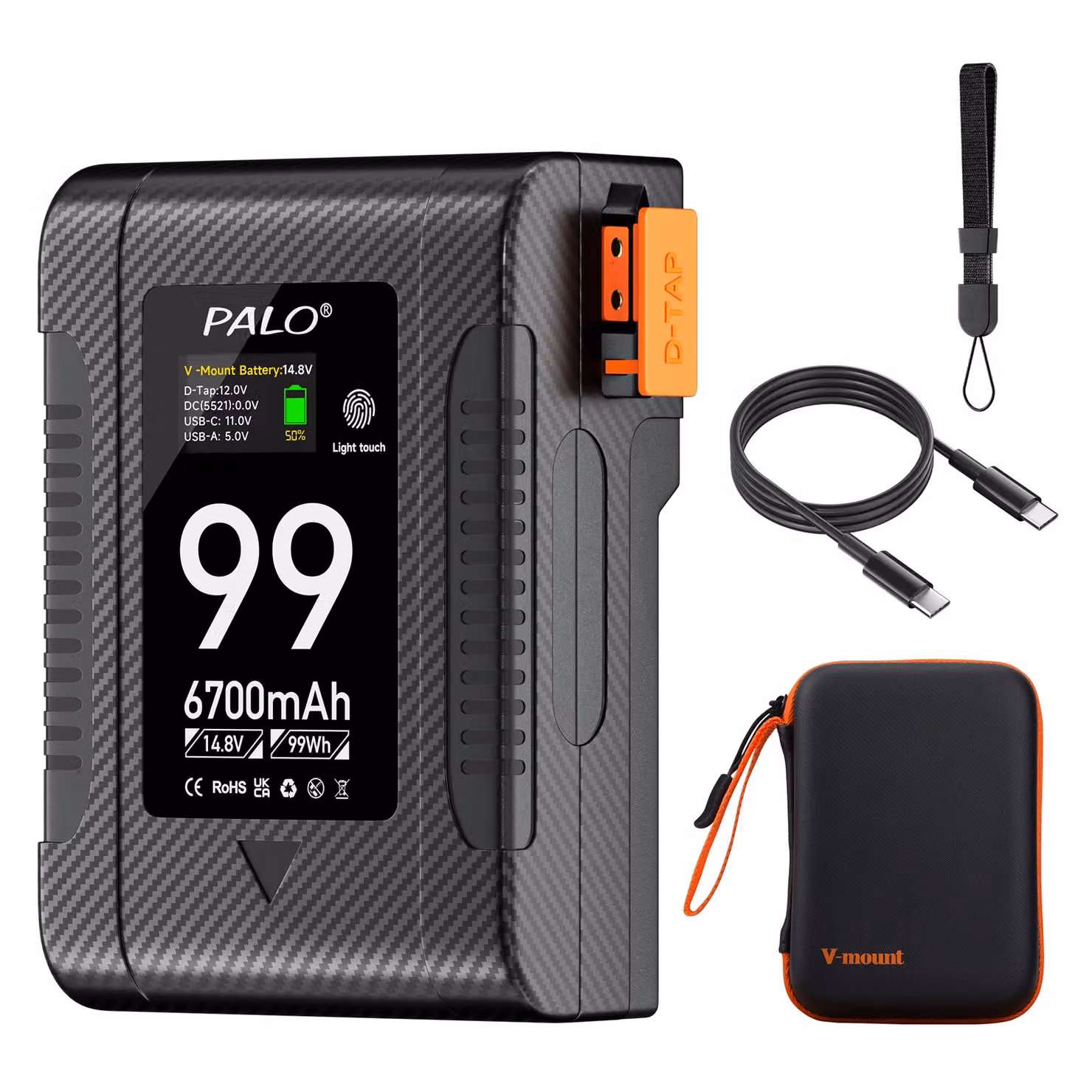 Batteria con montaggio a V, opzioni ad alta capacità, interfaccia touchscreen , BP-99W-CBP-99W-C