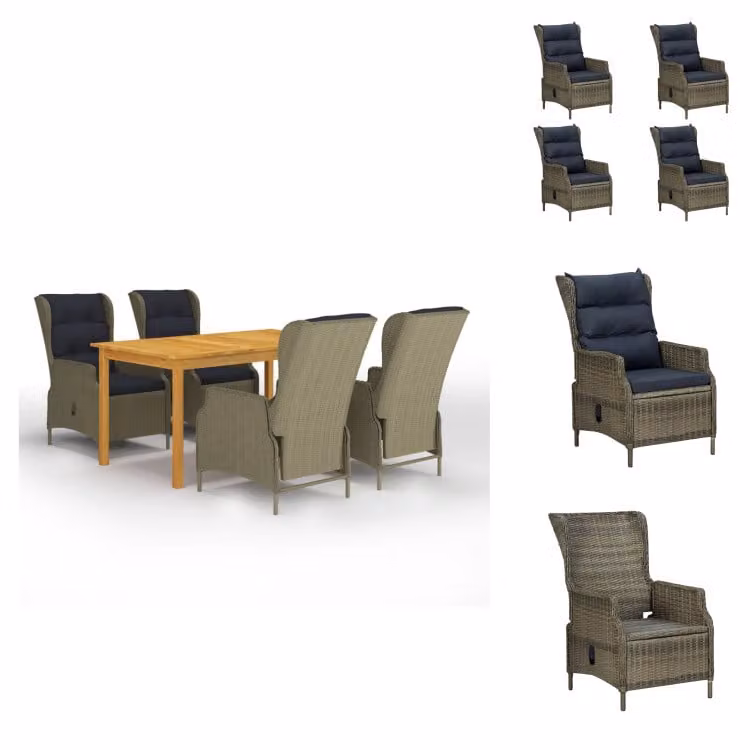 vidaXL Set da pranzo da giardino 5 pezzi marrone - Set di mobili da giardino