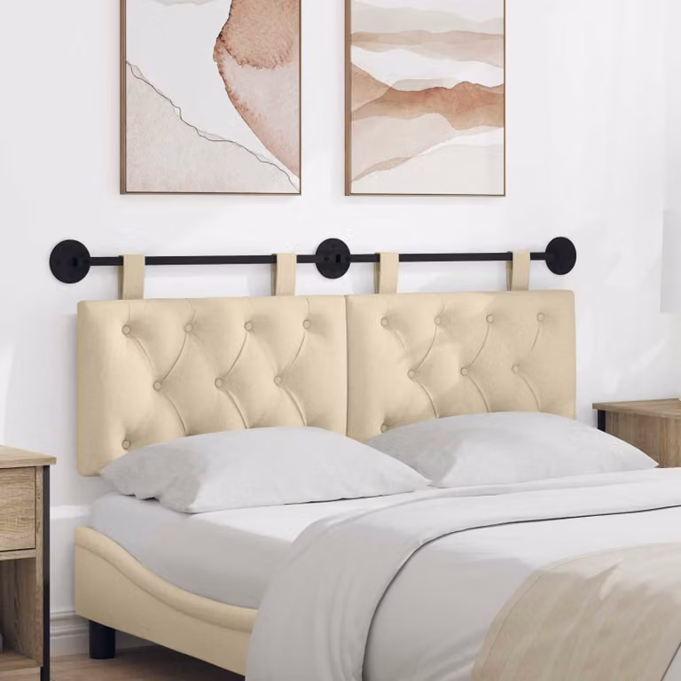 Testiera del letto sospesa vidaXL in tessuto beige con pannello imbottito L: 150 cm, H: 55 cm, P: 7 cm