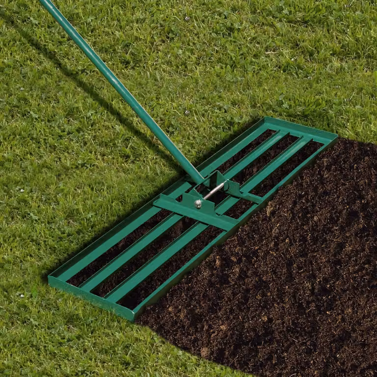 Rastrello livellatore per prato e giardino Costway con impugnatura ergonomica e piastra L: 91 cm, P: 25 cm, colore verde