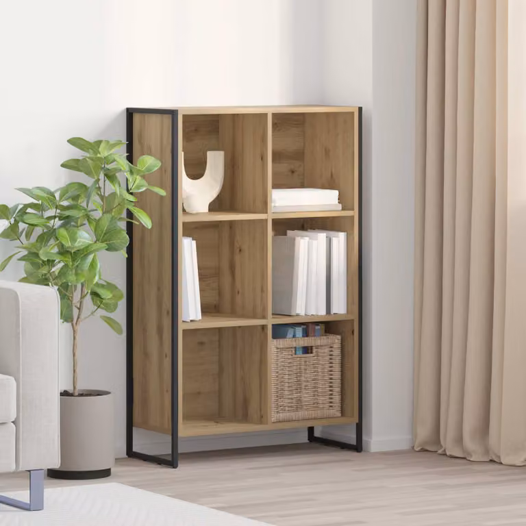 Armadio per libri vidaXL in stile industriale marrone con ripiani in legno e metallo L: 68 cm, P: 30 cm, H: 108 cm