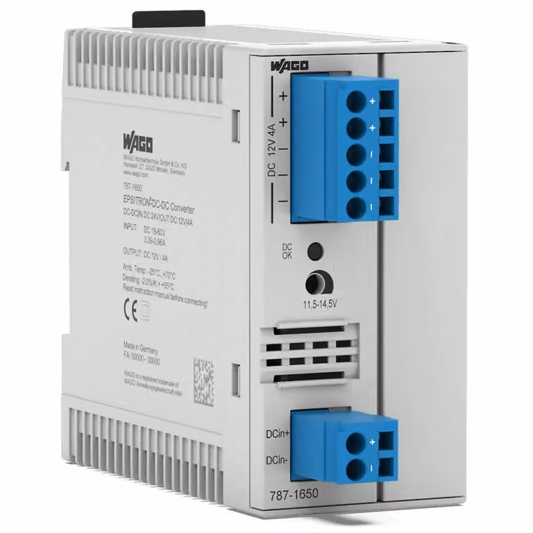 Convertitore CC-CC WAGO; tensione di ingresso 24 V CC; tensione di uscita 12 V CC 787-1650