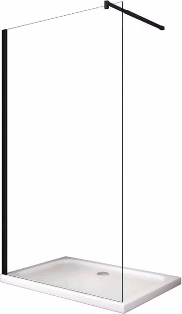 Moderna Parete Doccia Walk-in 8mm con telaio e braccio Nero, Easy-Clean H 200 cm - 108-110