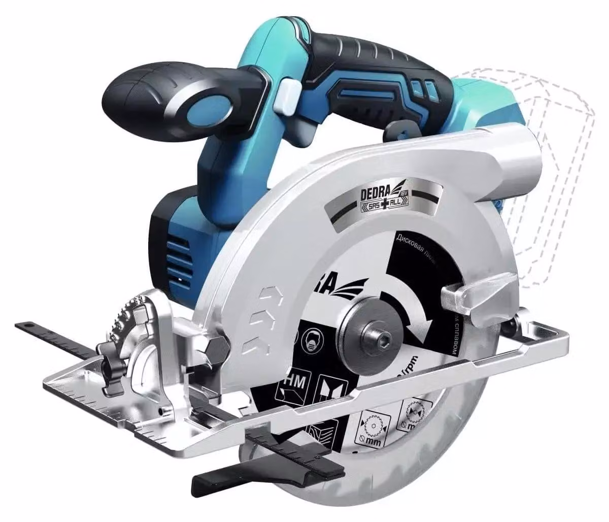 Sega circolare a batteria, diametro disco da 165 mm, 4000 giri/minuto, motore brushless, taglio a 45°