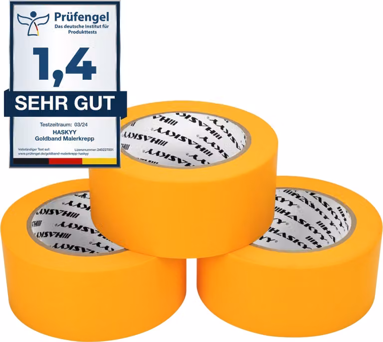 Nastro adesivo per imbianchini Goldband, nastro di carta crepe, 3 rotoli da 50 mm x 50 m, nastro adesivo professionale per mascheratura