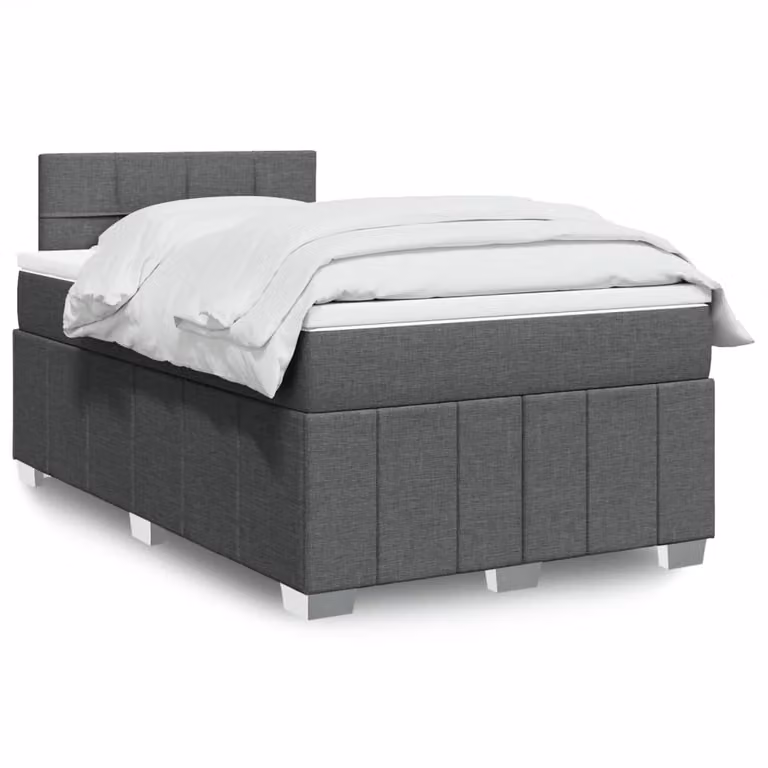 vidaXL Letto Ibrido con Materasso in Tessuto Grigio e Bianco, Struttura in Legno di Pino, L/P/H: 120 x 200 cm