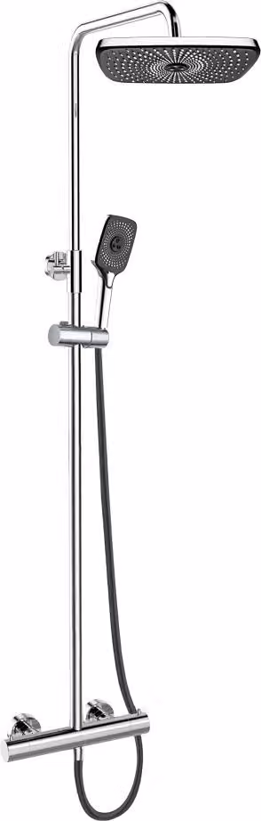 Miscelatore termostatico per doccia Mereo con piatto doccia quadrato, nero - CB60104TSG