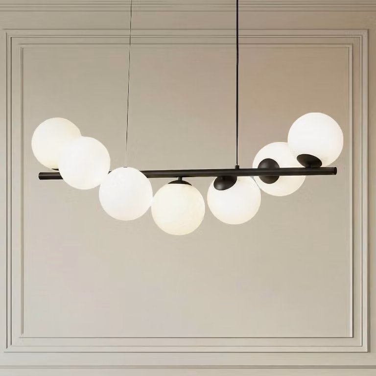 Lampada a sospensione in vetro Isandro Lucande, dimmerabile, Nero, Soggiorno / Sala da pranzo, Vetro, Design, Lampada a sospensione