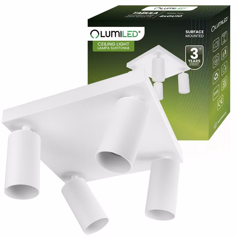 LUMILED plafoniera faretto da soffitto 4 luci 230V GU10 plafoniera girevole faretto da soffitto faretto da soffitto faretto angolare bianco alluminio