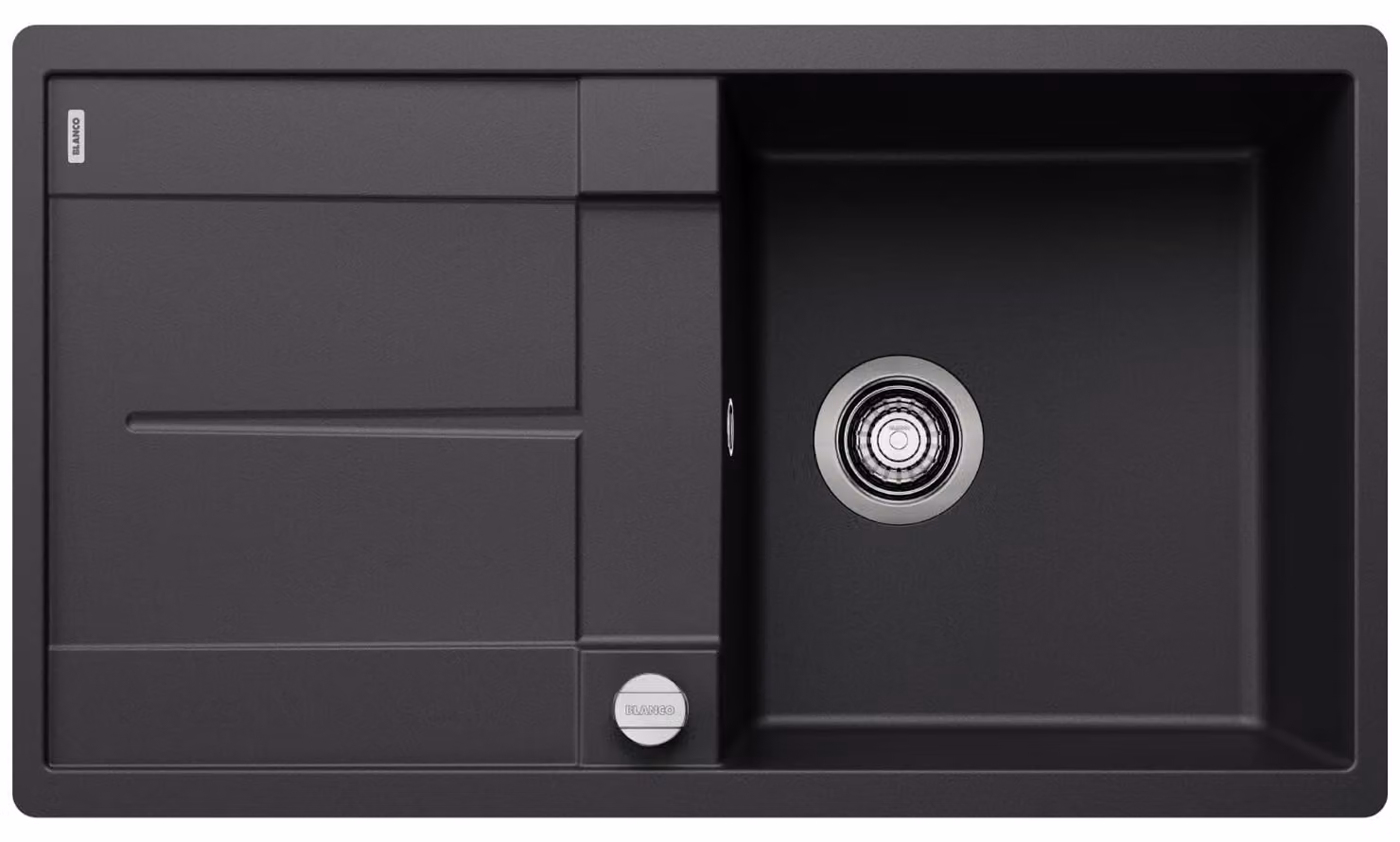 Lavello METRA 5 S-F, in granito composito, colore nero, dimensioni 85x49 cm