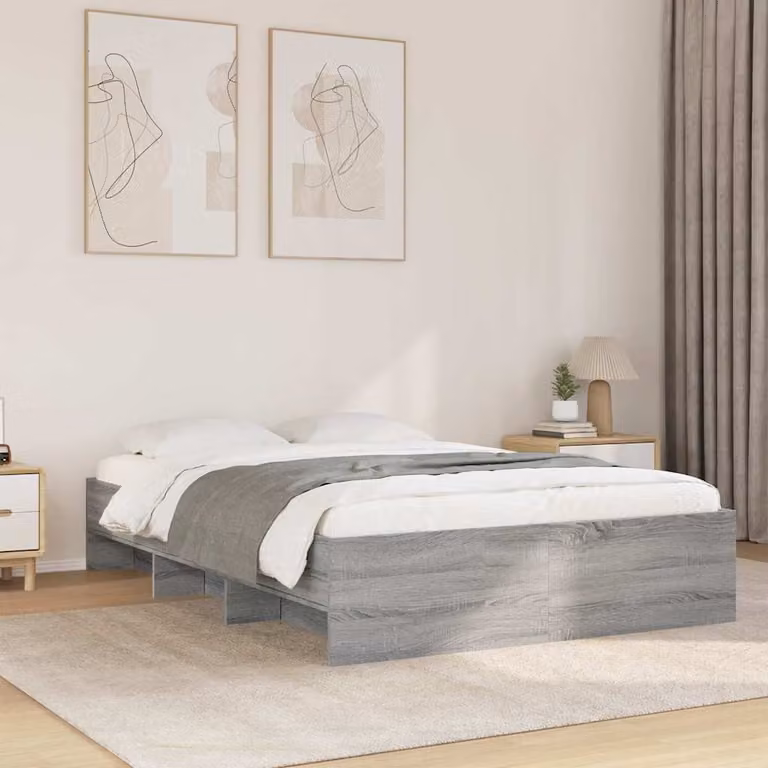 Giroletto vidaXL in legno multistrato grigio con doghe fisse L/P/H: 200 x 140 x 35 cm