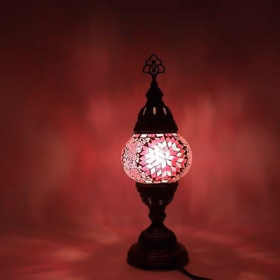 Lampada mosaico turca - Lampada da tavolo fatta a mano - Lampada orientale marocchina - Ø 12 cm, altezza 30 cm - Colorata e autentica