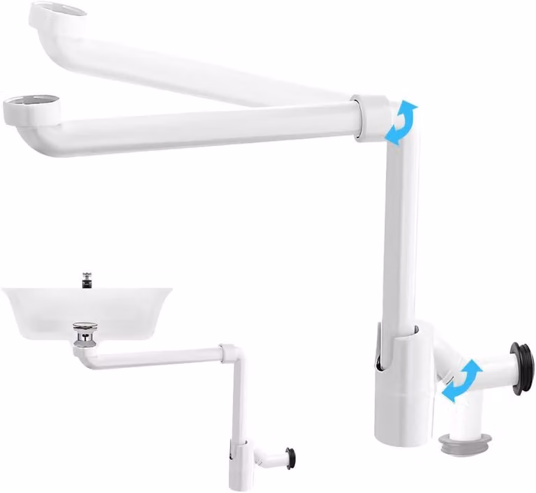 Sifone da lavabo da 4 pollici, salvaspazio, per bagno, sifone universale per lavabo, adatto anche per la cucina