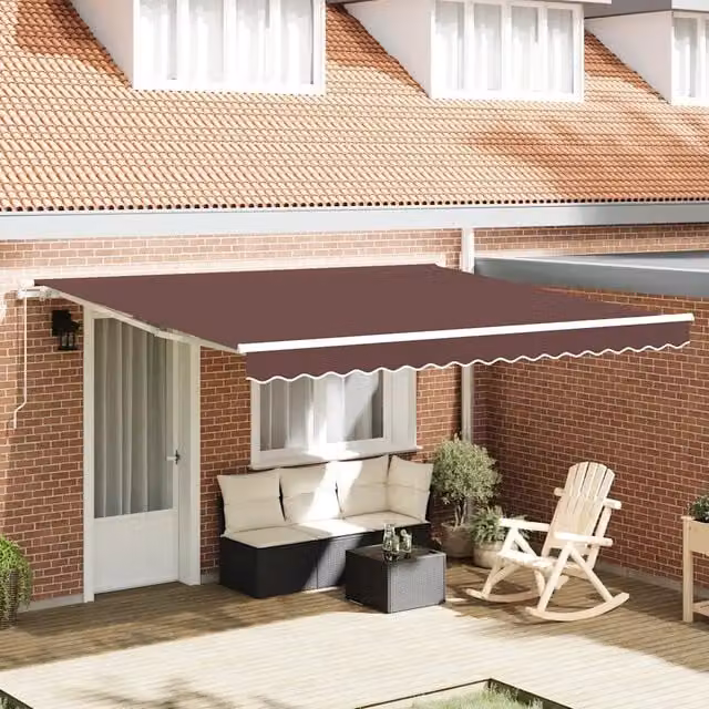 Tenda da sole retrattile manuale VIDAXL con bracci pieghevoli in alluminio e tessuto in poliestere, L: 400 cm, P: 300 cm, Colore Marrone