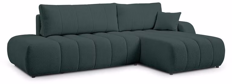 Divano angolare con funzione letto, modello Baloa, lato destro, colore verde bosco