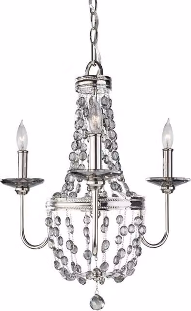 Lampadario Malia Feiss in metallo e cristallo color argento con 3xE14, regolabile in altezza e dimmerabile – 1