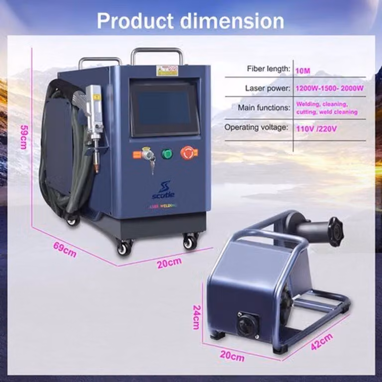 Laser portatile da 2000 W – raffreddamento ad aria – macchina da taglio 4 in 1 per la lavorazione dei metalli