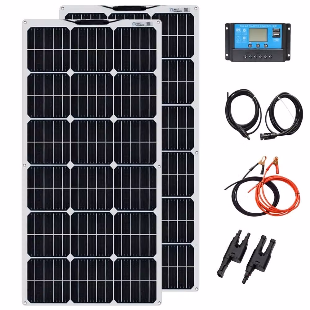 Set di pannelli solari flessibili, alta efficienza del 21,8%, opzioni di potenza multiple (100W/200W/300W), set di pannelli solari da 200W