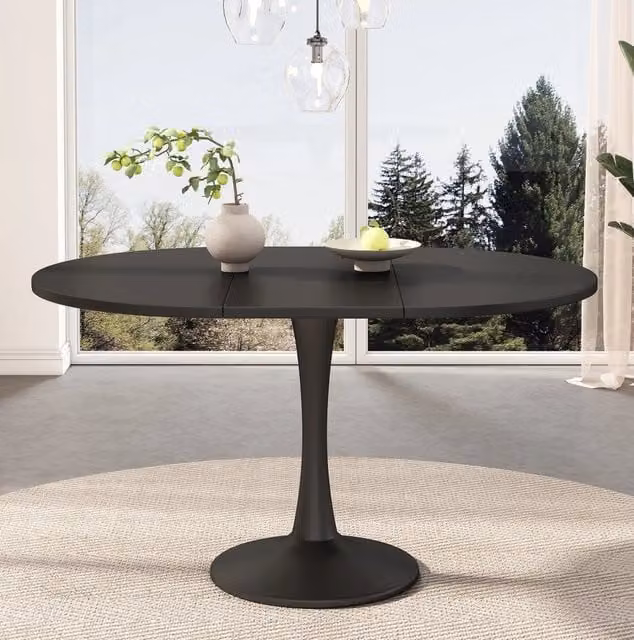 Tavolo da pranzo ovale allungabile in MDF e ferro nero
