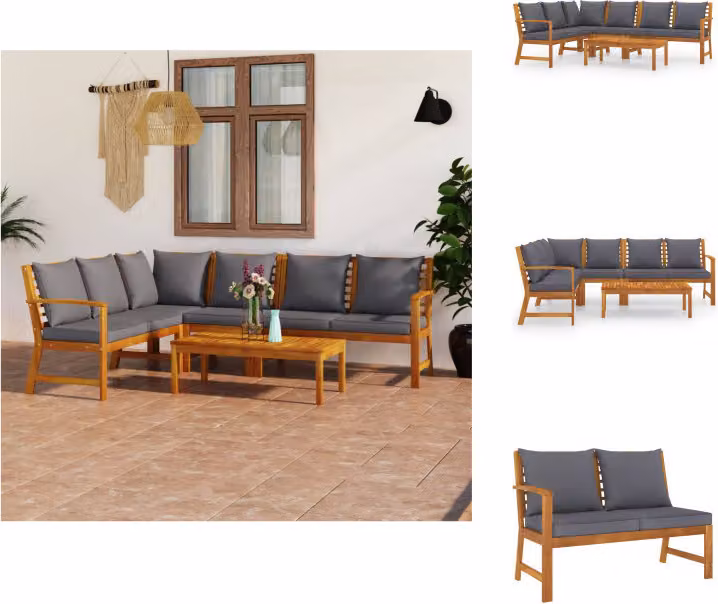 vidaXL Set da salotto da giardino 5 pezzi con cuscini in legno massiccio di acacia - Set di mobili da giardino