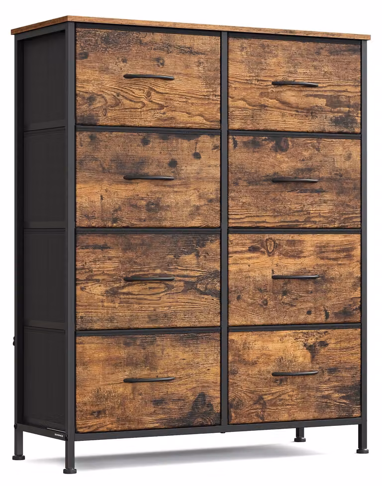 SONGMICS: Comodino con 8 cassetti, mobile contenitore, design moderno
