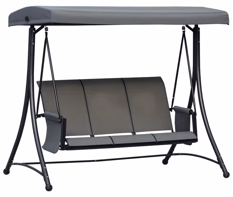 Altalena da giardino Outsunny, modello Hollywood, per 3 persone, con tettoia parasole, in alluminio